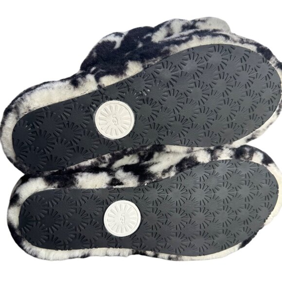 UGG Women's Size 7 Black & White Fluffy Oh Yeah Slippers With Elastic Strap - Picture 10 of 10